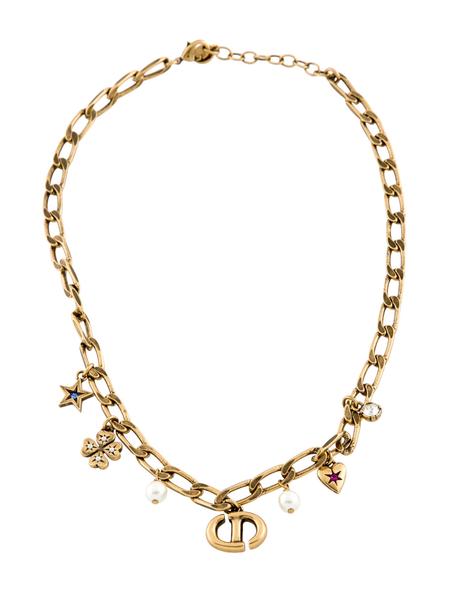 Christian Dior Faux Pearl & Crystal Lucky Charms Necklace